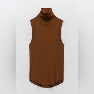Zara high collar knit top - color Toffee - size Large